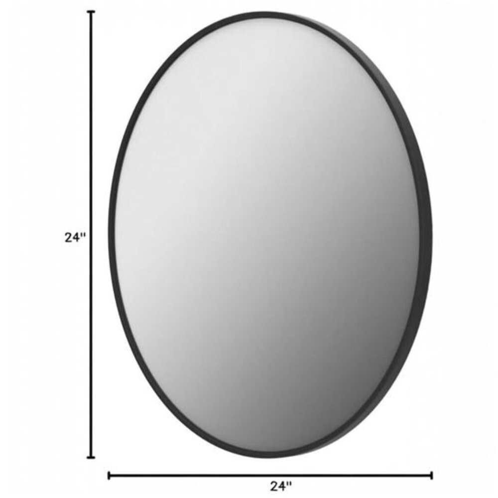 NEW West Elm Black Circle Round Matte Framed Boho Wall Entry Mirror - 24" x 24" - Picture 6 of 10